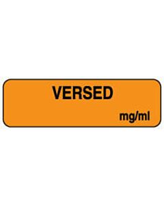 Anesthesia Label (Paper, Permanent) Versed mg / ml 1 1/2" 1 1/4" x 3/8" Orange - 1000 per Roll