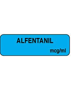 Anesthesia Label (Paper, Permanent) Alfentanil mcg/ml 1 1/4" x 3/8" Blue - 1000 per Roll