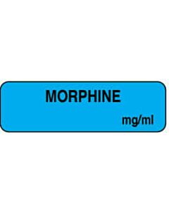Anesthesia Label (Paper, Permanent) Morphine mg/ml 1 1/4" x 3/8" Blue - 1000 per Roll