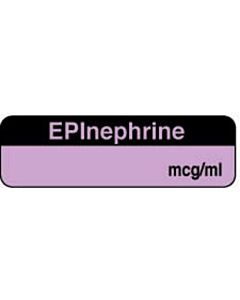 Anesthesia Label (Paper, Permanent) Epinephrine mcg/ml 1 1/4" x 3/8" Violet and Black - 1000 per Roll