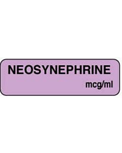 Anesthesia Label (Paper, Permanent) Neosynephrine mcg/ml 1 1/4" x 3/8" Lilac - 1000 per Roll