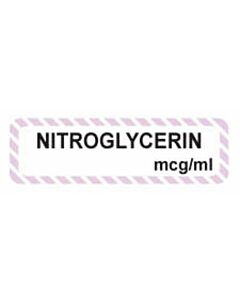 Anesthesia Label (Paper, Permanent) Nitroglycerin 1 1/4" x 3/8" White with Violet - 1000 per Roll