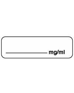 Anesthesia Label (Paper, Permanent) mg/ml 1 1/4" x 3/8" White - 1000 per Roll