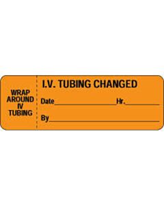IV Label Wraparound Paper Permanent Wrap| IV Tubing 1" 1/2" Core 3"x1 Fl. Orange 1000 per Roll