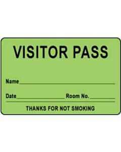 Visitor Pass Label Paper Removable "Visitor Pass Name" 1-1/2" Core 2-3/4" X 1-3/4" Fl. Green, 1000 per Roll