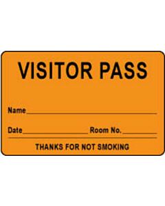 Visitor Pass Label Paper Removable "Visitor Pass Name" 1" Core 2-3/4" x 1-3/4" Fl. Orange, 1000 per Roll