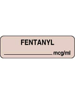 Anesthesia Label (Paper, Permanent) Fentanyl mcg/ml 1 1/4" x 3/8" Tan - 1000 per Roll