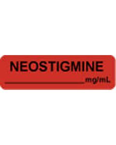 Anesthesia Label (Paper, Permanent) Neostigmine mg/ml 1 1/4" x 3/8" Fluorescent Red - 1000 per Roll