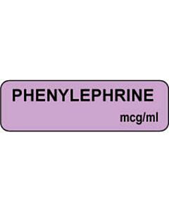 Anesthesia Label (Paper, Permanent) Phenylephrine 1 1/4" x 3/8" Lilac - 1000 per Roll
