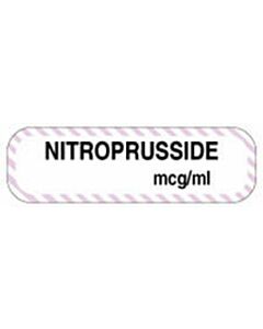 Anesthesia Label (Paper, Permanent) Nitroprusside mcg/ml 1 1/4" x 3/8" White with Violet - 1000 per Roll