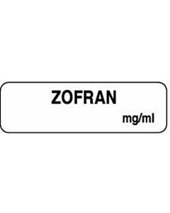 Anesthesia Label (Paper, Permanent) Zofran mg/ml 1 1/4" x 3/8" White - 1000 per Roll