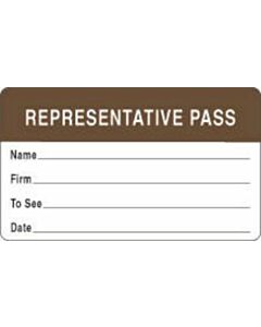 Label "Representative Pass" 2-3/4"x1-3/4" White/brown 1mRL R 59705265
