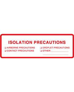 Label Paper Removable Isolation Precautions 1 1/2" Core 6" x 2, White with Red, 250 per Roll