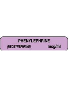 Anesthesia Label (Paper, Permanent) Phenylephrine (neo 1 1/2" x 1/3" Lilac - 1000 per Roll