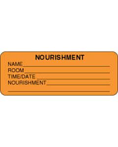 Label Paper Permanent Nourishment Name 3" x 1", 1/8", Fl. Orange, 1000 per Roll