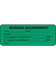 Label Paper Permanent Morning Nourishment 3" x 1", 1/8", Green, 1000 per Roll