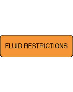 Label Paper Permanent Fluid Restrictions  1 1/4"x3/8" Fl. Orange 1000 per Roll
