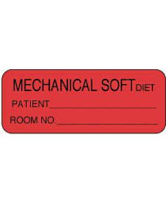 Label Paper Permanent Mechanical Soft Diet 2 1/4" x 7/8", Fl. Red, 1000 per Roll