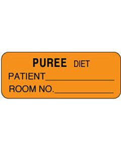 Label Paper Permanent Puree Diet 2 1/4" x 7/8", Fl. Orange, 1000 per Roll