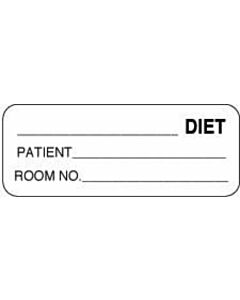 Label Paper Permanent ___ Diet Patient  2 1/4"x7/8" White 1000 per Roll