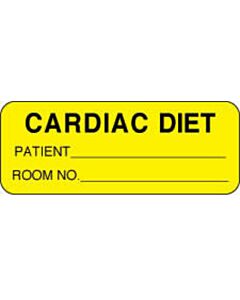 Label Paper Permanent Cardiac Diet  2 1/4"x7/8" Yellow 1000 per Roll
