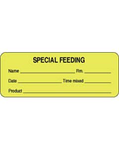 Label Paper Permanent Special Feeding 3" x 1", 1/8", Fl. Yellow, 1000 per Roll