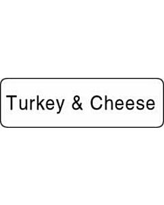 Label Paper Permanent Turkey & Cheese 1 1/4" x 3/8", White, 1000 per Roll