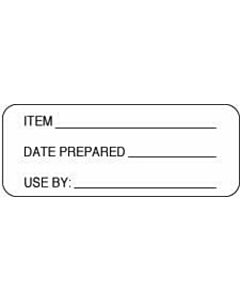 Label Paper Permanent Item ___ Date Prepared, 2 1/4" x 7/8", White, 1000 per Roll