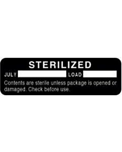 Label Paper Permanent Sterilized July [ 2 7/8" x 7/8", Black, 1000 per Roll