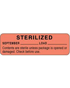 Label Paper Permanent Sterilized September 2 7/8" x 7/8", Pink, 1000 per Roll