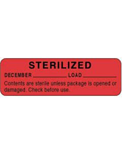 Label Paper Permanent Sterilized December 2 7/8" x 7/8", Red, 1000 per Roll