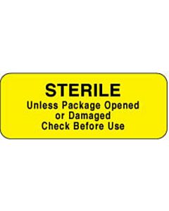 Label Paper Permanent Sterile Unless 2 1/4" x 7/8", Yellow, 1000 per Roll