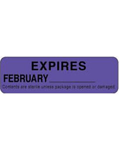 Label Paper Permanent Expires February  2 7/8"x7/8" Purple 1000 per Roll