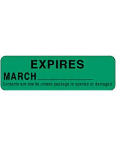 Label Paper Permanent Expires March  2 7/8"x7/8" Green 1000 per Roll