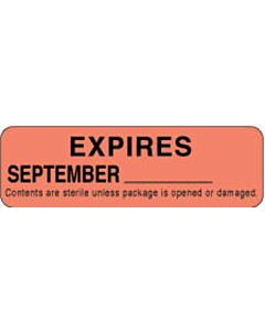 Label Paper Permanent Expires September  2 7/8"x7/8" Pink 1000 per Roll