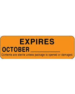 Label Paper Permanent Expires October  2 7/8"x7/8" Orange 1000 per Roll
