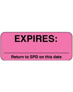 Label Paper Removable Expires: ___ 2 1/4" x 7/8", Fl. Pink, 1000 per Roll