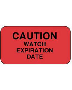 Label Paper Removable Caution Watch 1 5/8" x 7/8", Fl. Red, 1000 per Roll