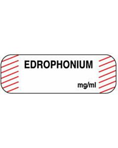 Anesthesia Label (Paper, Permanent) Edrophonium mg/ml 1 1/2" x 1/2" White with Fluorescent Red - 1000 per Roll