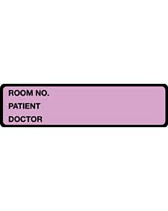 Binder/Chart Label Paper Removable Room No. Patient 5 3/8" x 1 3/8" Violet 500 per Roll
