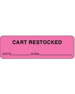 Label Paper Removable Chart Restocked 2 7/8" x 7/8", Fl. Pink, 1000 per Roll