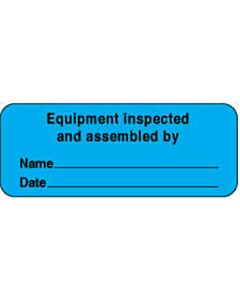 Label Paper Removable Equipment Inspected 2 1/4" x 7/8", Blue, 1000 per Roll