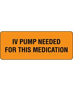 Communication Label (Paper, Permanent) IV Pump Needed 2 1/4" x 7/8" Fluorescent Orange - 1000 per Roll