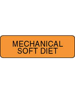 Label Paper Permanent Mechanical Soft Diet 1 1/4" x 3/8", Fl. Orange, 1000 per Roll