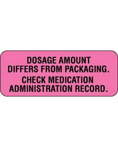 Communication Label (Paper, Permanent) Dosage Amount 2 1/4" x 7/8" Fluorescent Pink - 1000 per Roll
