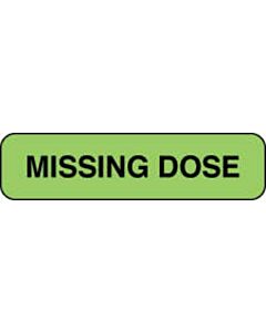 Communication Label (Paper, Permanent) Missing Dose 1 1/4" x 3/8" Fluorescent Green - 1000 per Roll