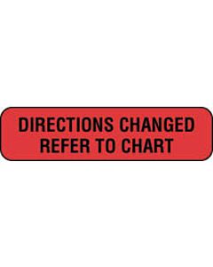 Communication Label (Paper, Permanent) Directions Changed 1 1/4" x 3/8" Fluorescent Red - 1000 per Roll