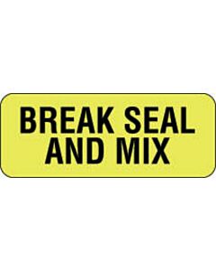 Communication Label (Paper, Permanent) Break Seal and Mix 2 1/4" x 7/8" Fluorescent Yellow - 1000 per Roll