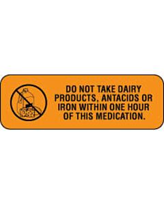 Communication Label (Paper, Permanent) Do Not Take Dairy 1 1/2" x 1/2" Fluorescent Orange - 1000 per Roll