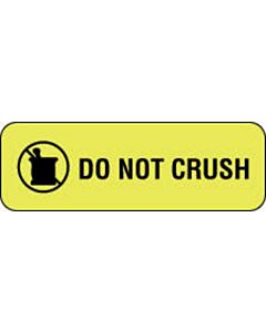 Communication Label (Paper, Permanent) Do Not Crush 1 1/2" x 1/2" Fluorescent Yellow - 1000 per Roll